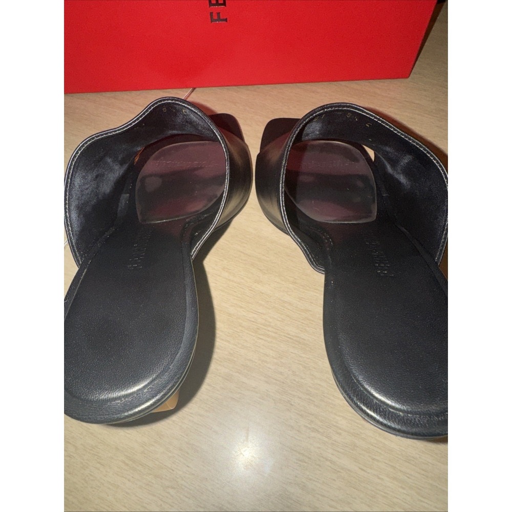Salvatore Ferragamo 'Astro' Mule Black Leather Sandal Women's 8 1/2 US - Picture 10 of 13